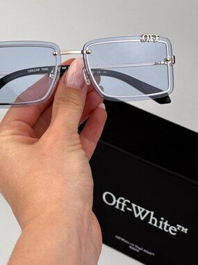 OFF-WHITE OERI13N TAMPA 7640 GOLD RECTANGULAR LIGHT BLUE SUNGLASSES